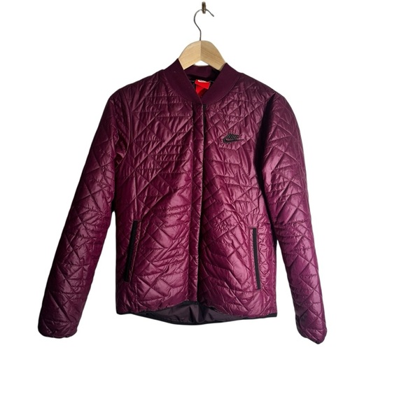 Nike Quilted Bomber Jacket Full Zip Sportswear Casual Women's Size Small - Picture 1 of 5